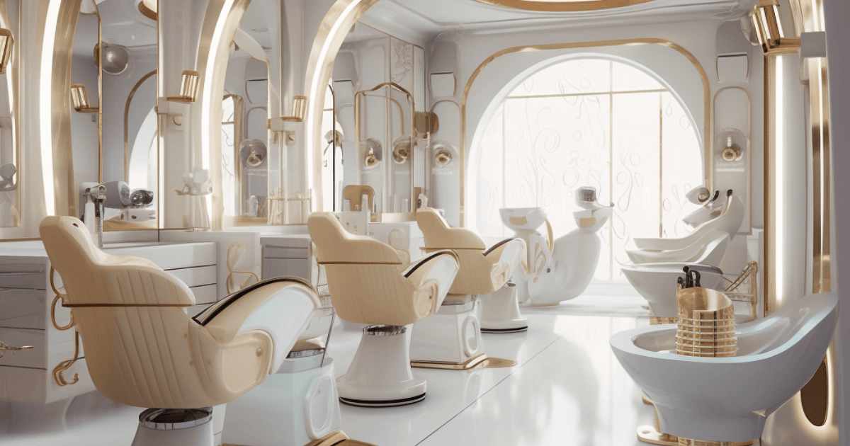 a futuristic beauty salon