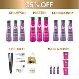 3x Complete Hair Straightening Bundle: Protein, Shampoo, Conditioner, Mask & Serum