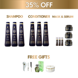 3x Home Hair Treatment Bundle (35% OFF): Shampoo, Conditioner, Mask & Serum