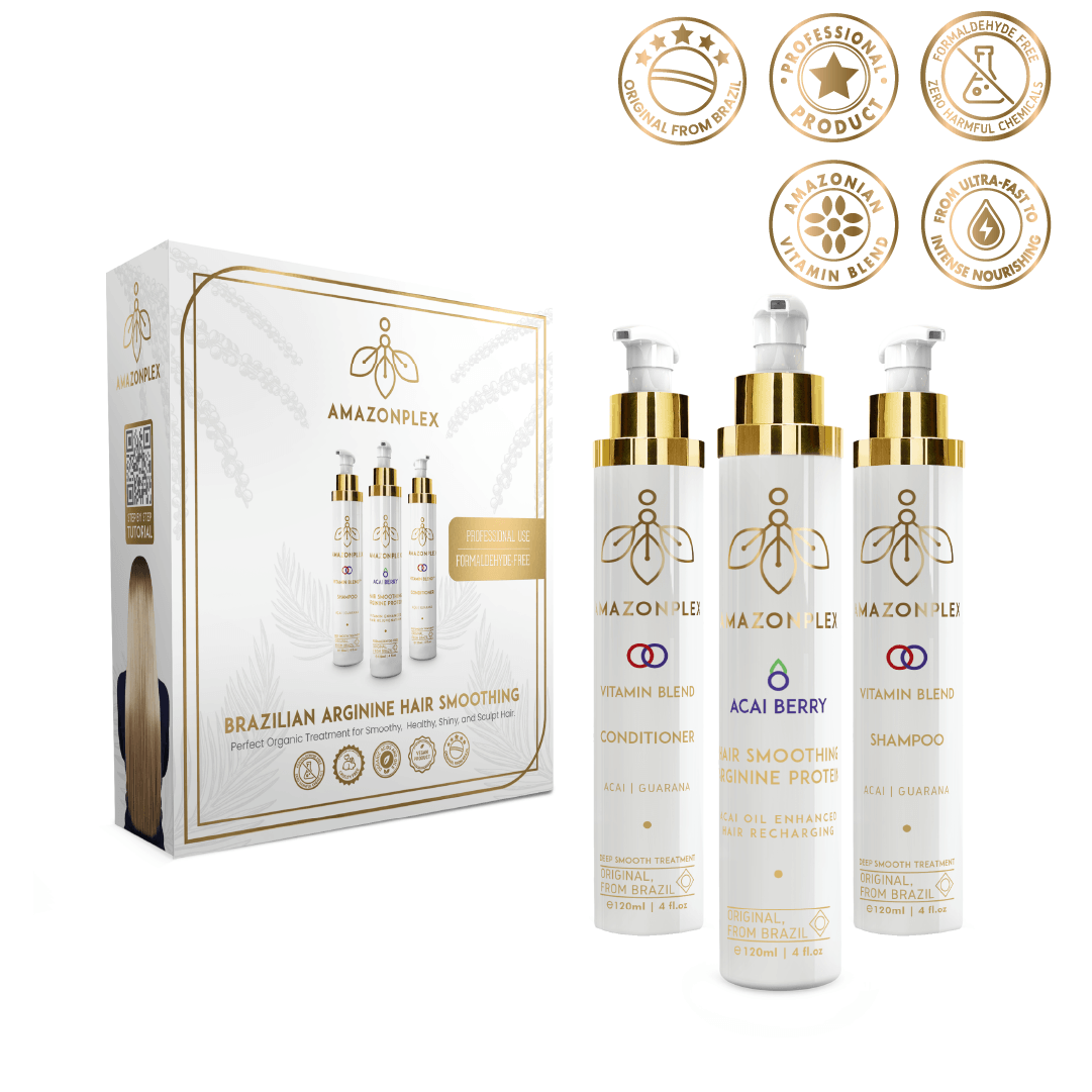 Amazonplex Açai™ Hair Straightening Intro Set 120 ml (4.0 fl. oz) - Vitta Gold™ Global